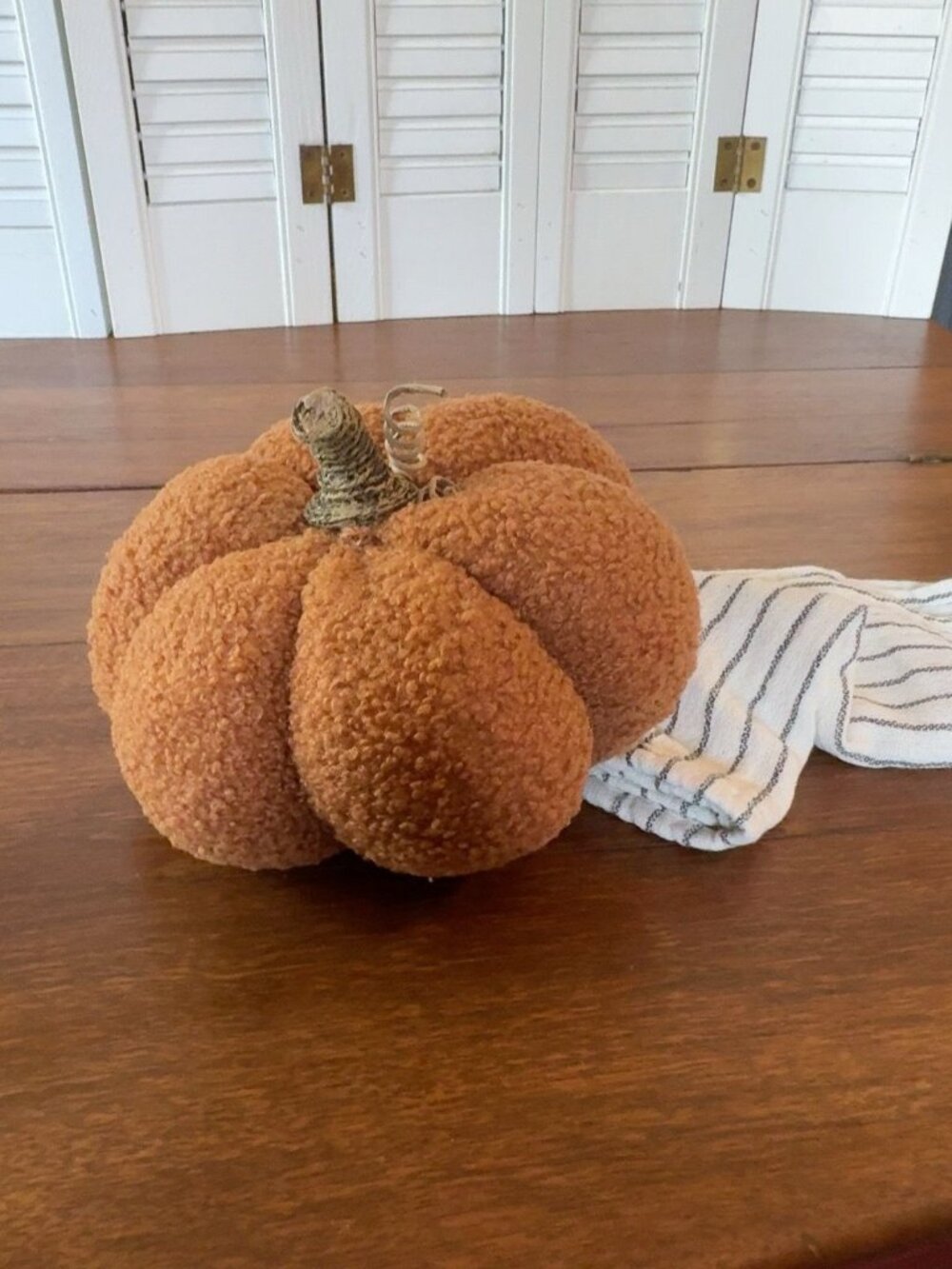 New Rust Bouclé Plush Pumpkin Fall Harvest Decor